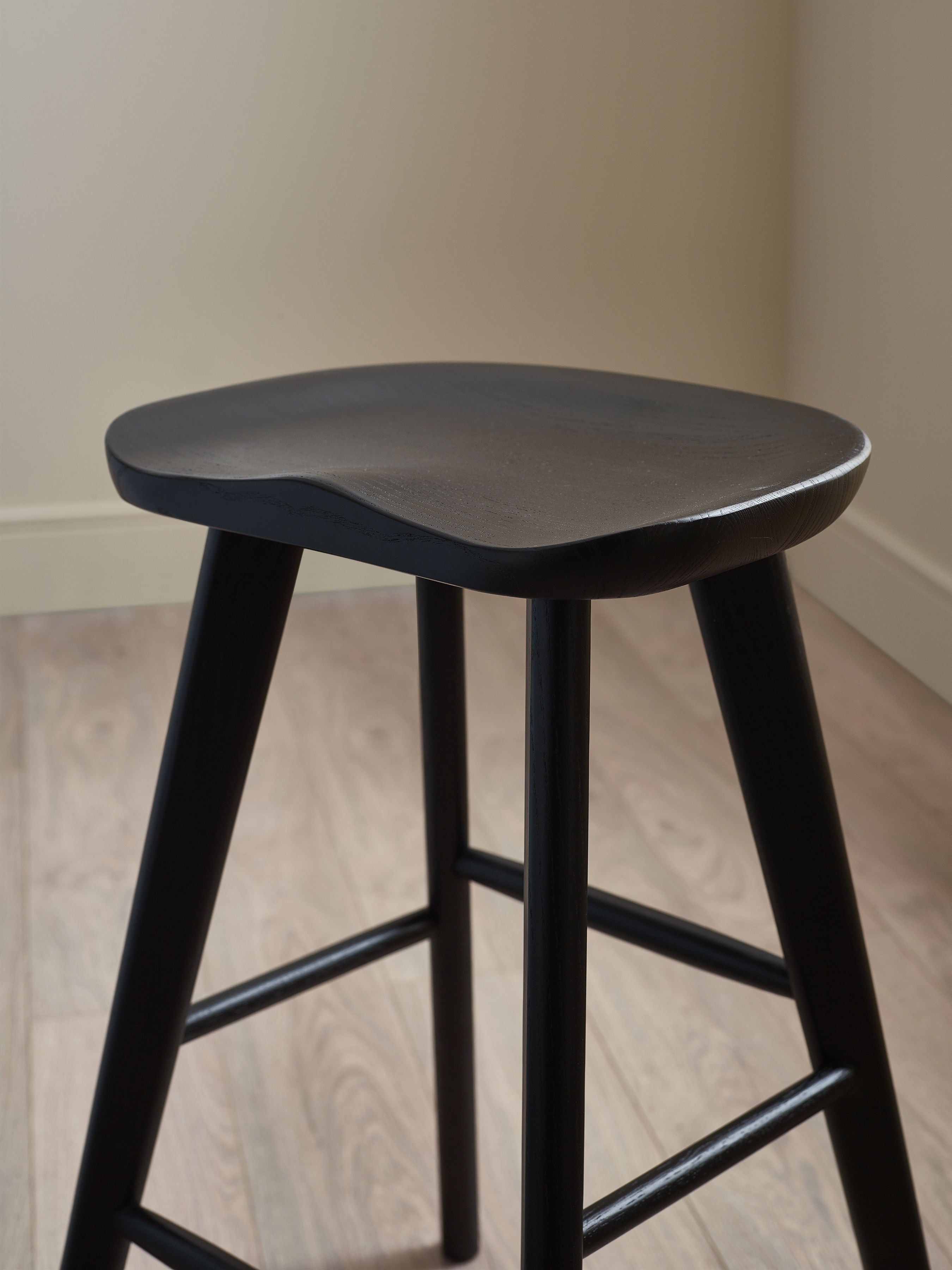 Alton Black Solid Oak Wood Bar Stool